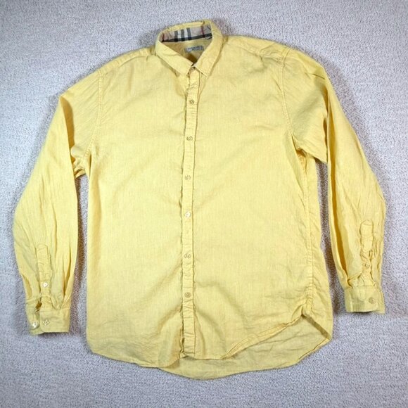 Burberry Other - Burberry Brit Mens Long Sleeve Button Shirt Yellow Nova Check Flip Cuff Sz 2XL